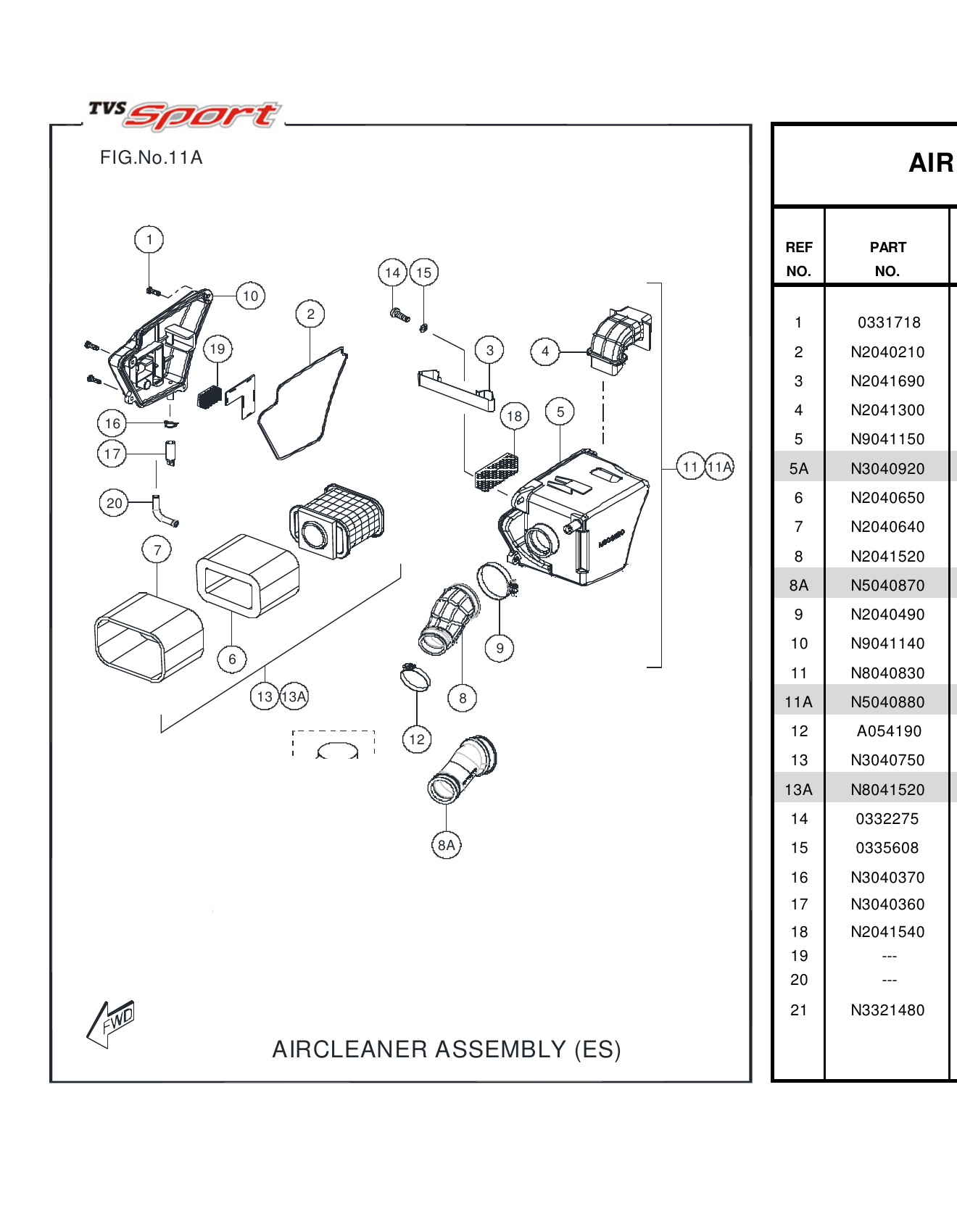 FIG.11A AIR CLEANER ASSEMBLY (ES)