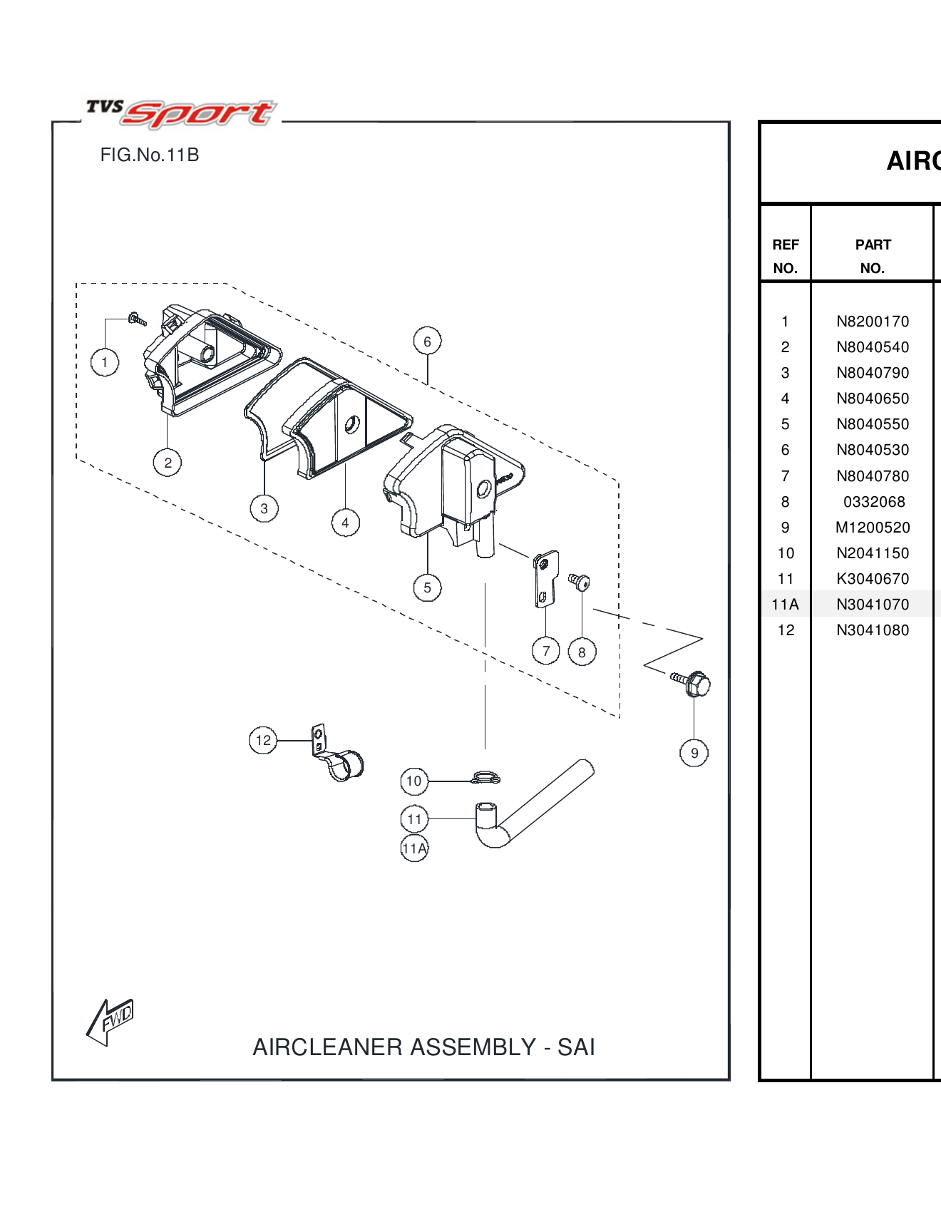 FIG.11B AIRCLEANER ASSEMBLY - SAI