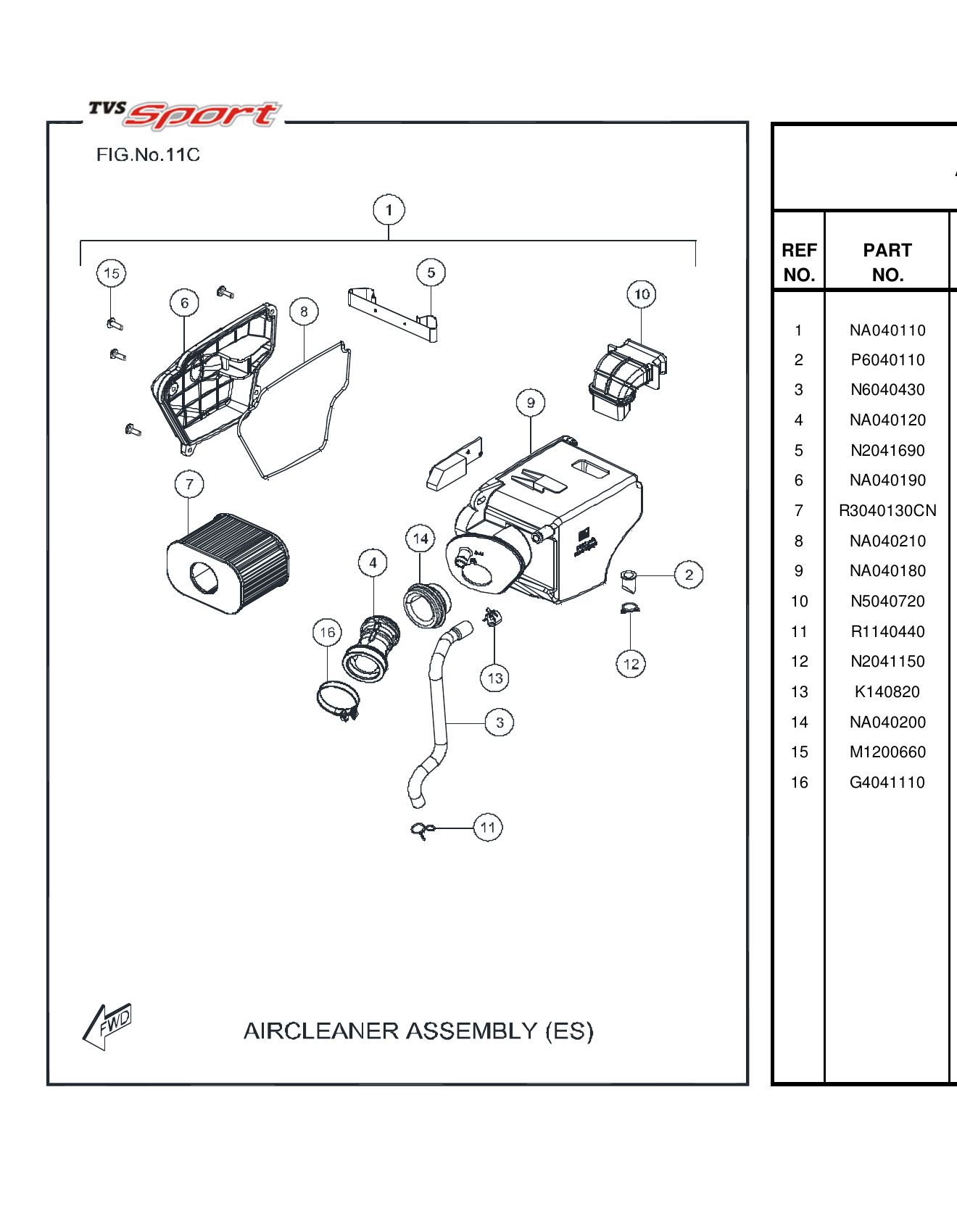 FIG.11C AIR CLEANER ASSEMBLY (ES)