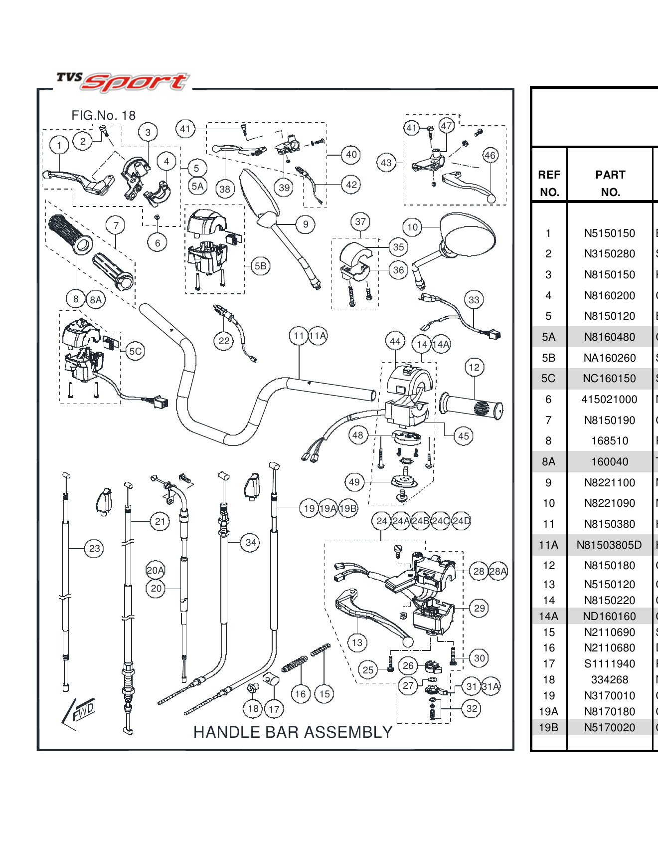 FIG.18 HANDLE BAR ASSEMBLY