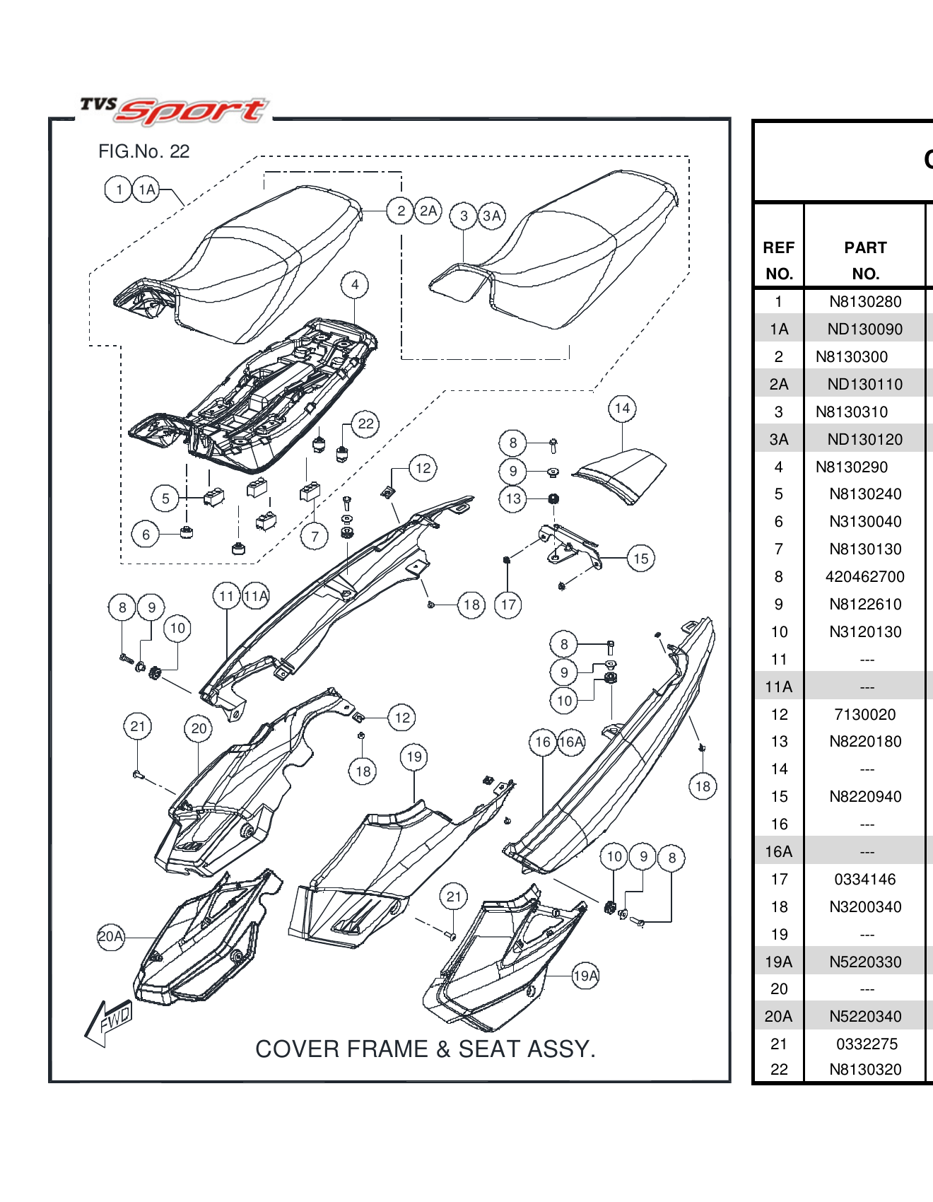 FIG.22 COVER FRAME & SEAT ASSY.