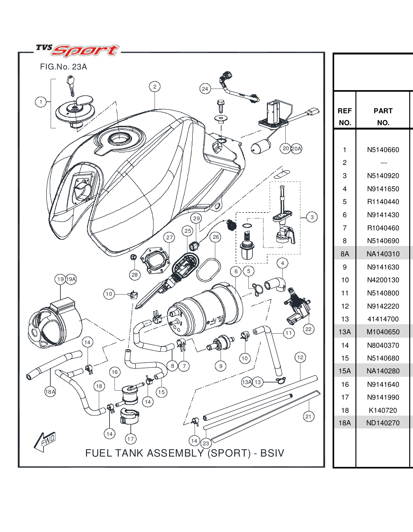 FIG.23A FUEL TANK ASSEMBLY - BSIV
