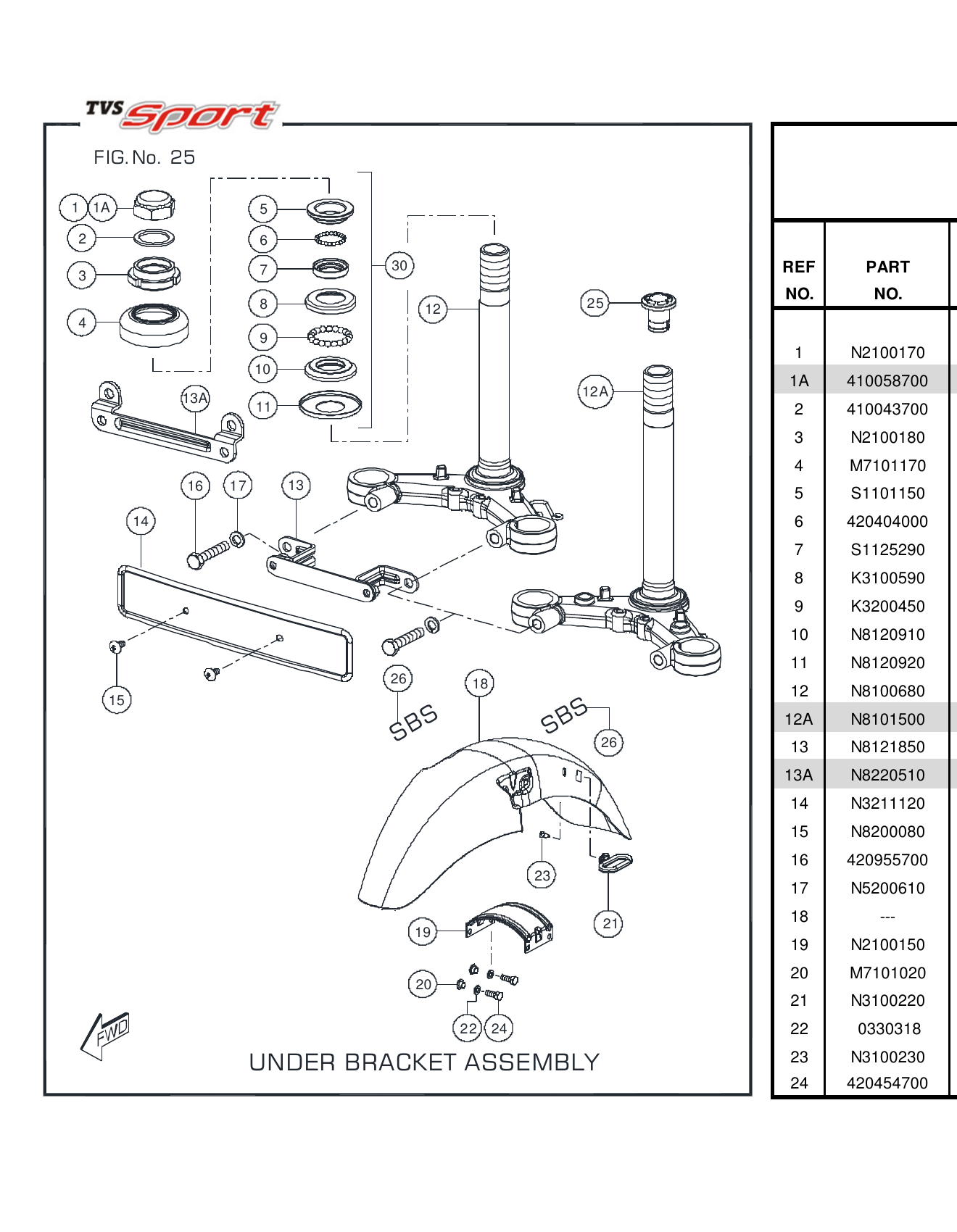 FIG.25 UNDER BRACKET ASSEMBLY