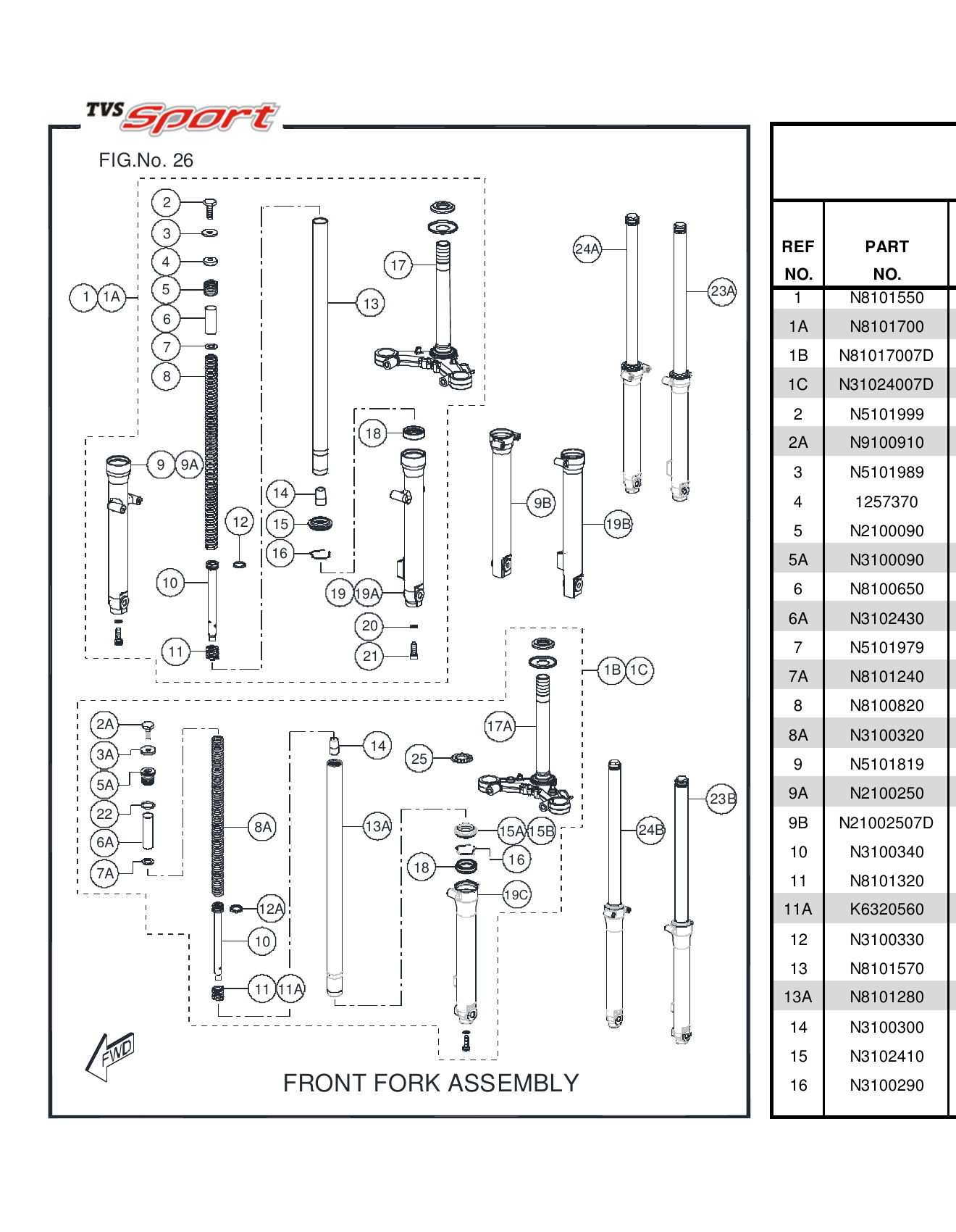 FIG.26 FRONT FORK ASSEMBLY