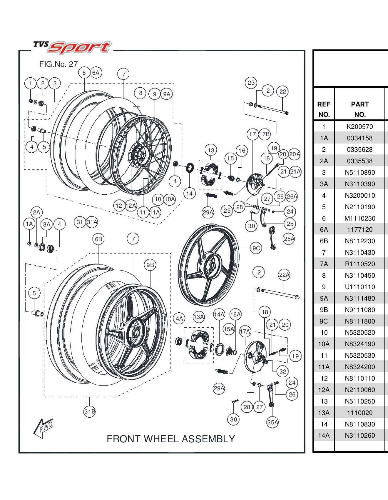 FIG.27 FRONT WHEEL ASSEMBLY