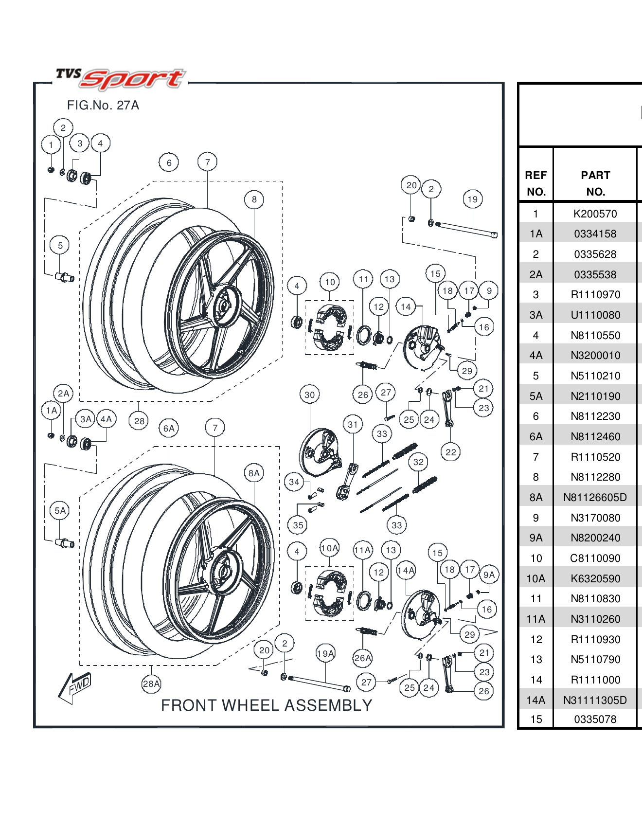 FIG.27A FRONT WHEEL ASSEMBLY