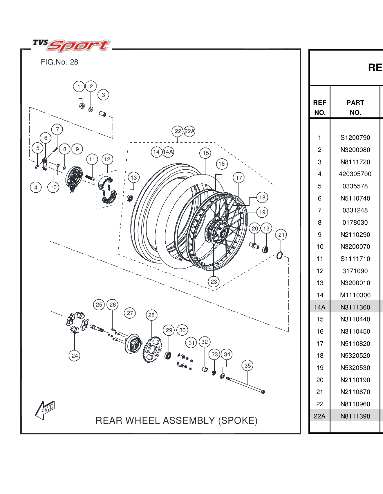 FIG.28 REAR WHEEL ASSEMBLY (SPOKE)