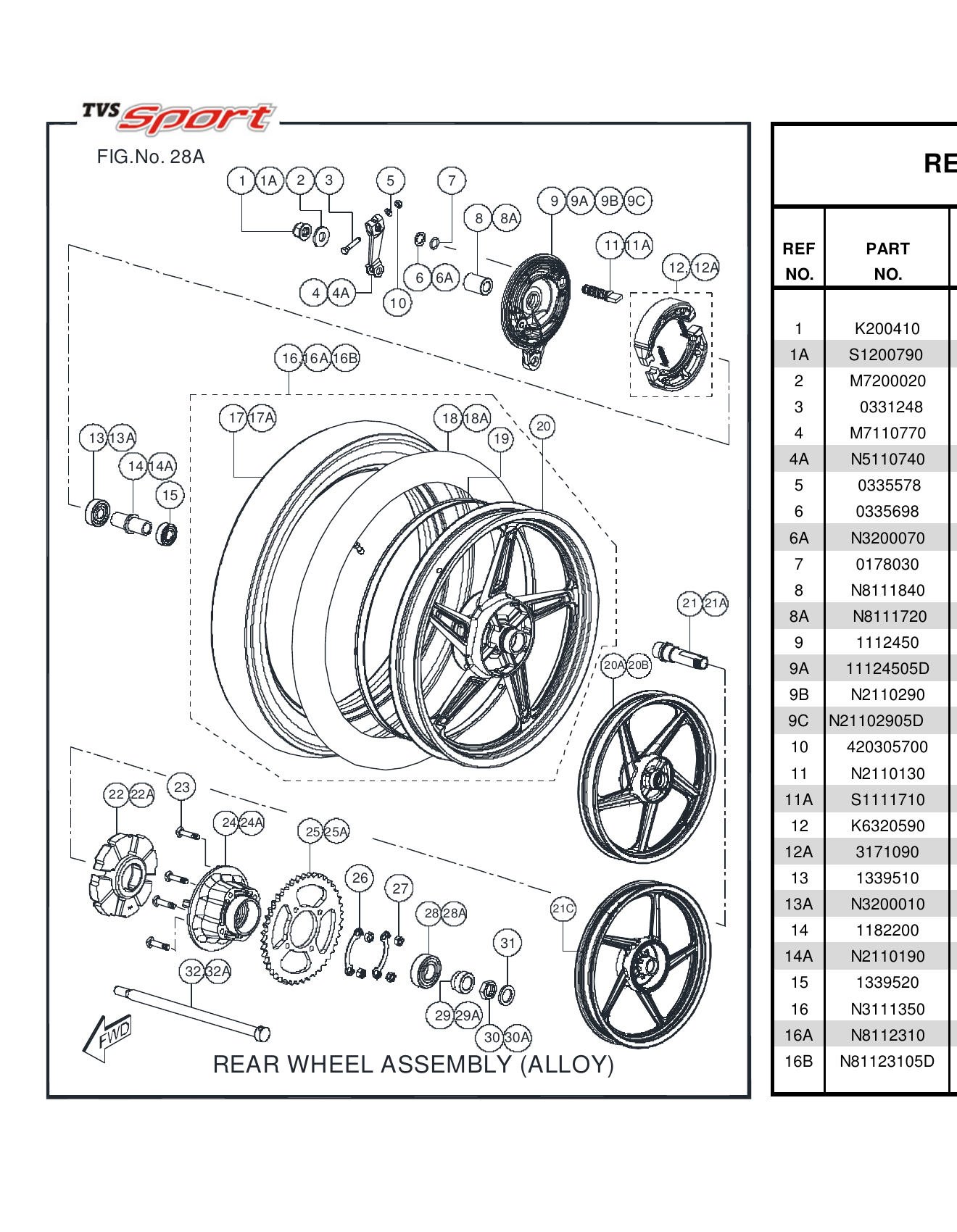 FIG.28A REAR WHEEL ASSEMBLY (ALLOY)
