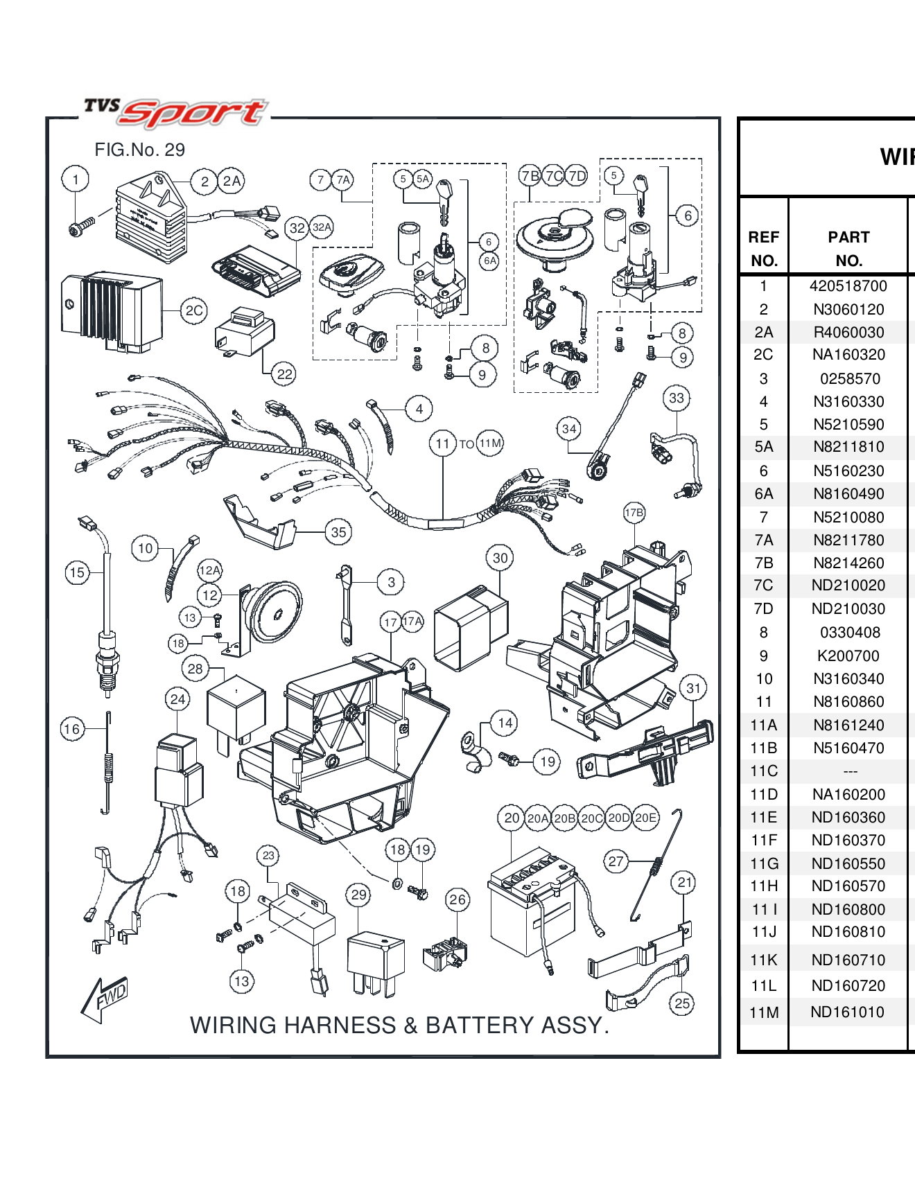 FIG.29 WIRING HARNESS & BATTERY ASSY.