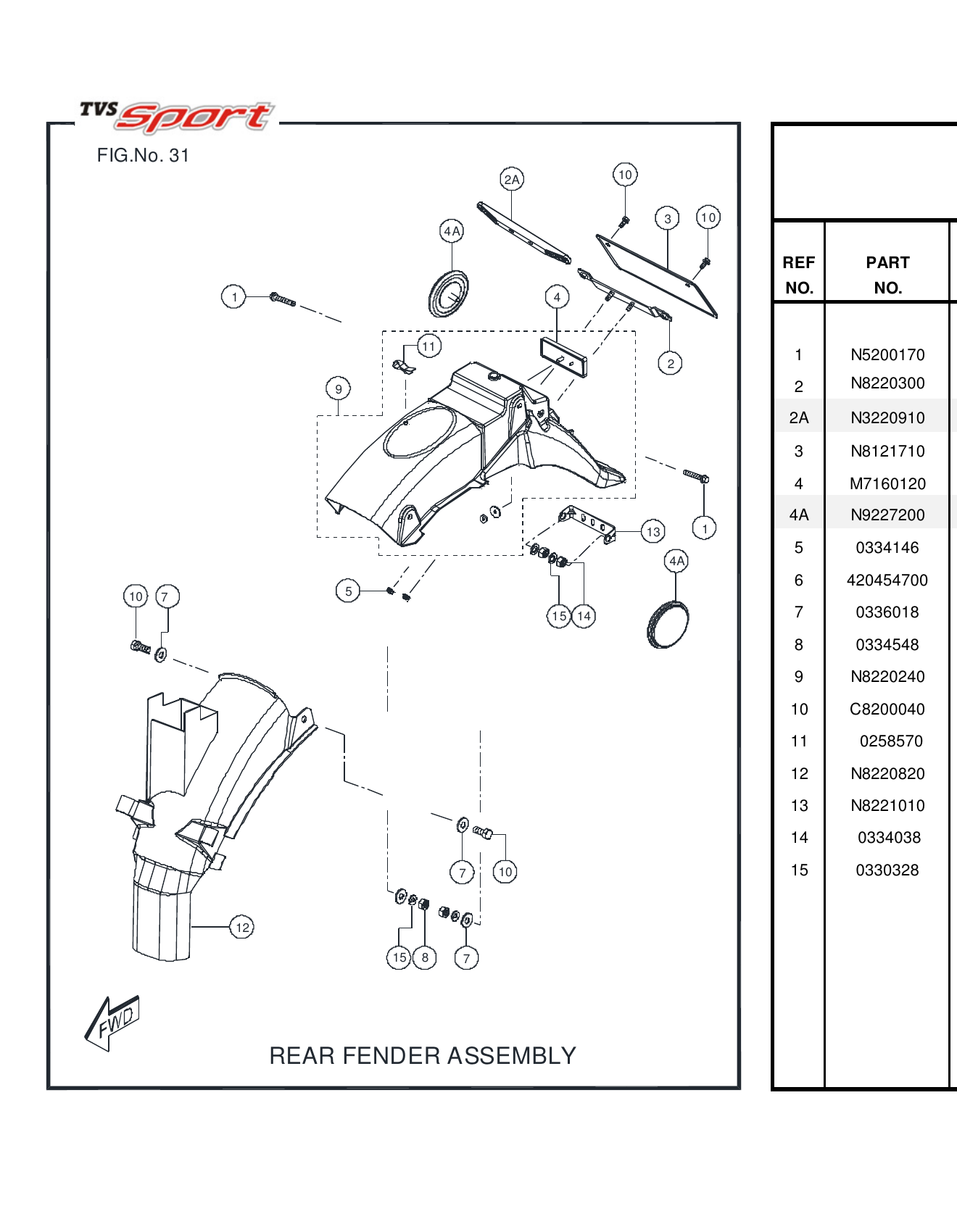 FIG.31 10 REAR FENDER ASSEMBLY