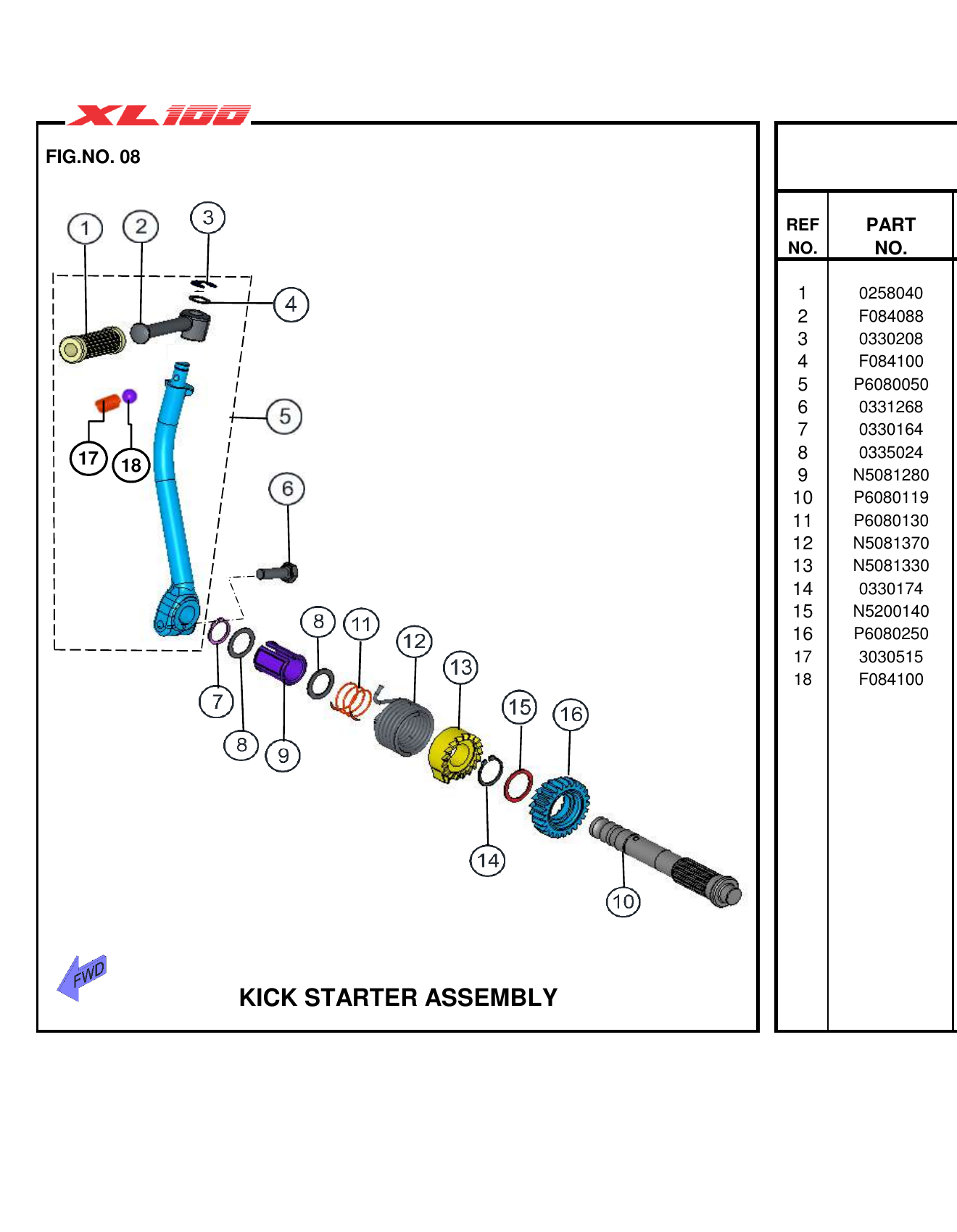 FIG.08 KICK STARTER ASSEMBLY