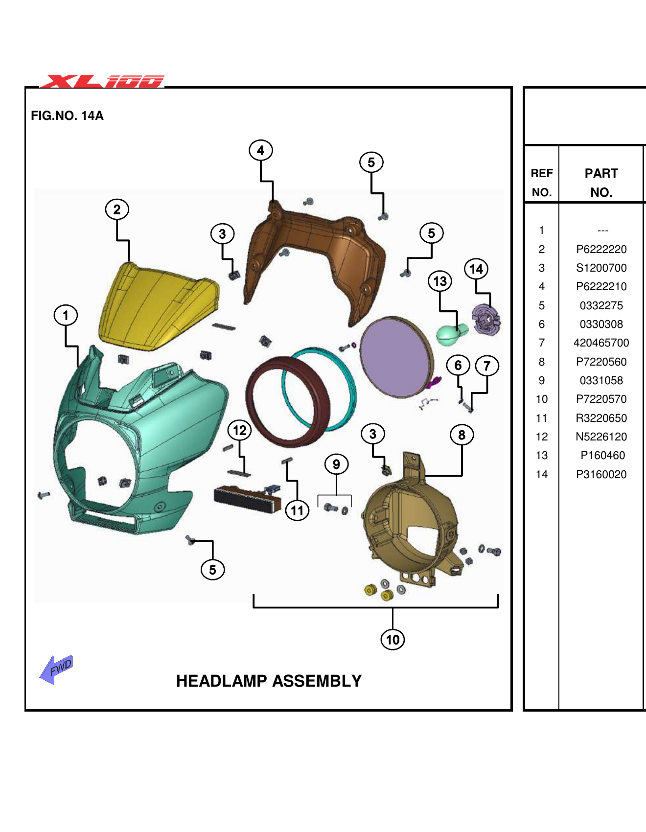 FIG.14A HEADLAMP ASSEMBLY