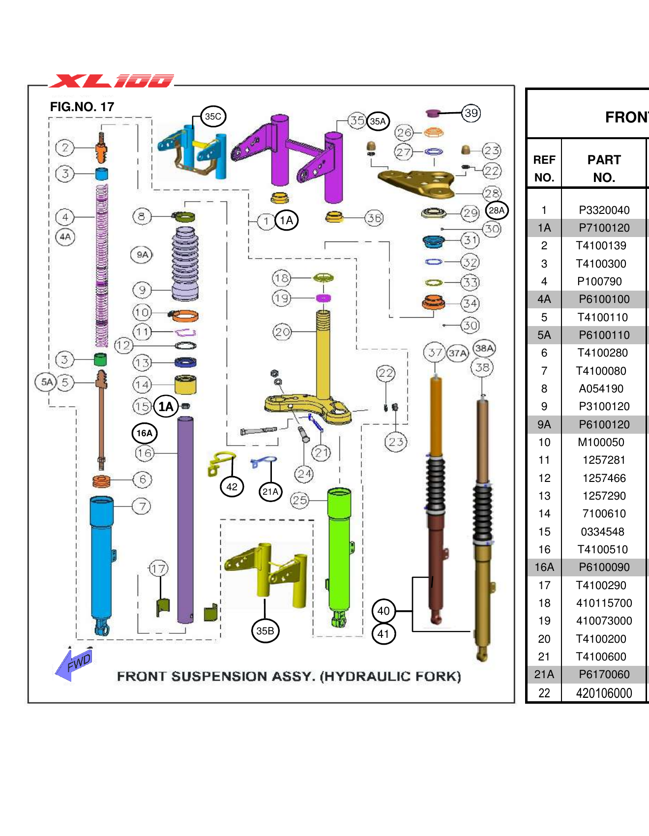 FIG.17 FRONT SUSPENSION ASSY. (HYDRAULIC FORK)