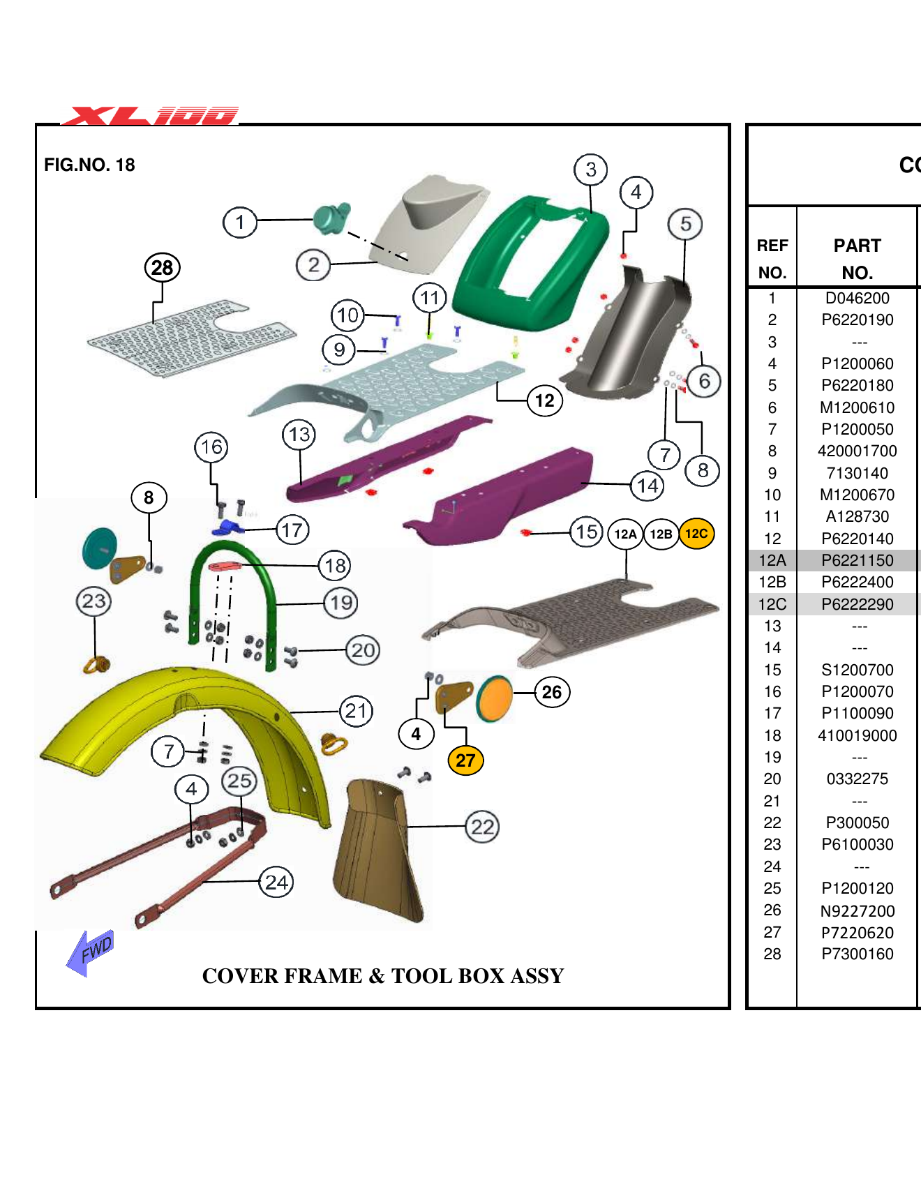 FIG.18 COVER FRAME & TOOL BOX ASSY.
