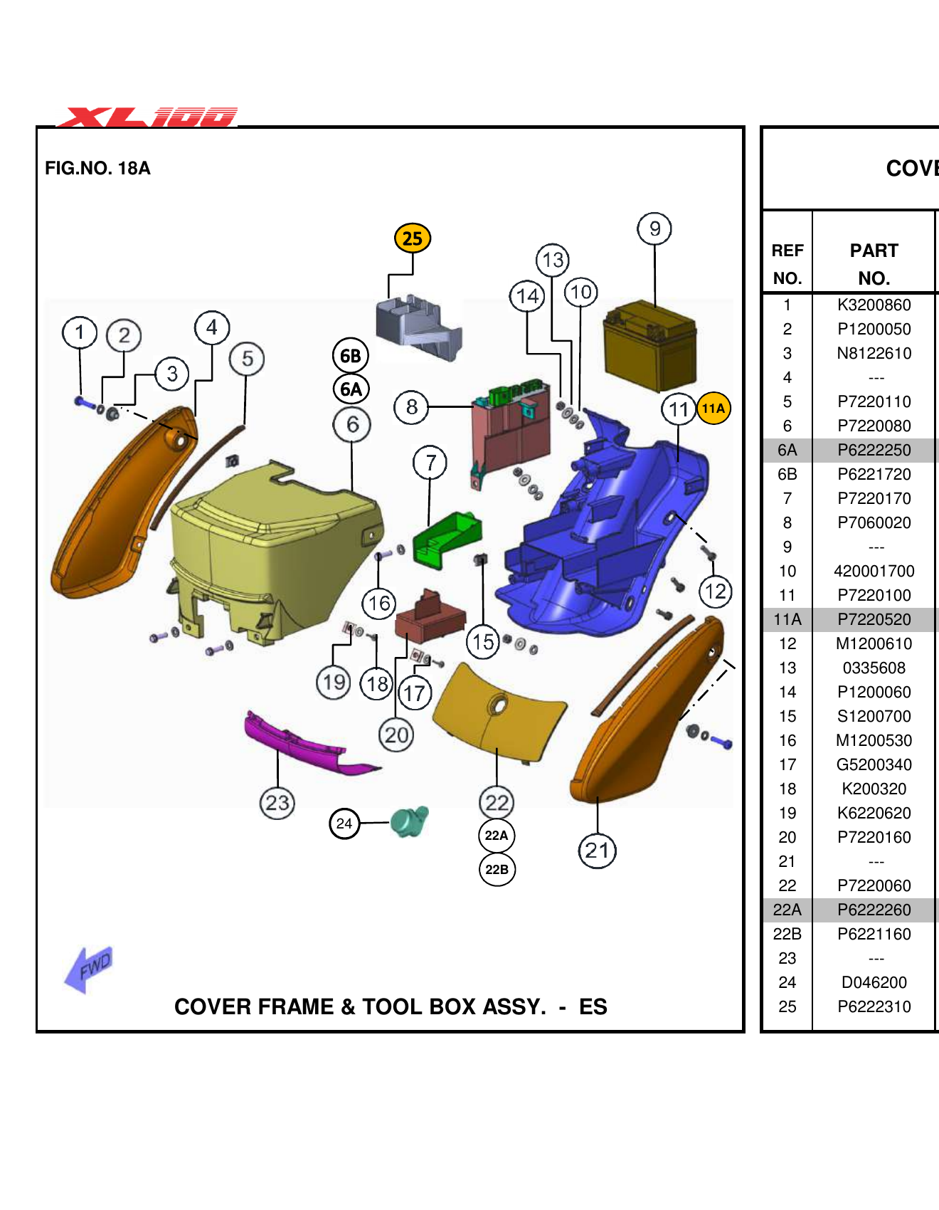 FIG.19 COVER FRAME & TOOL BOX ASSY. - ES