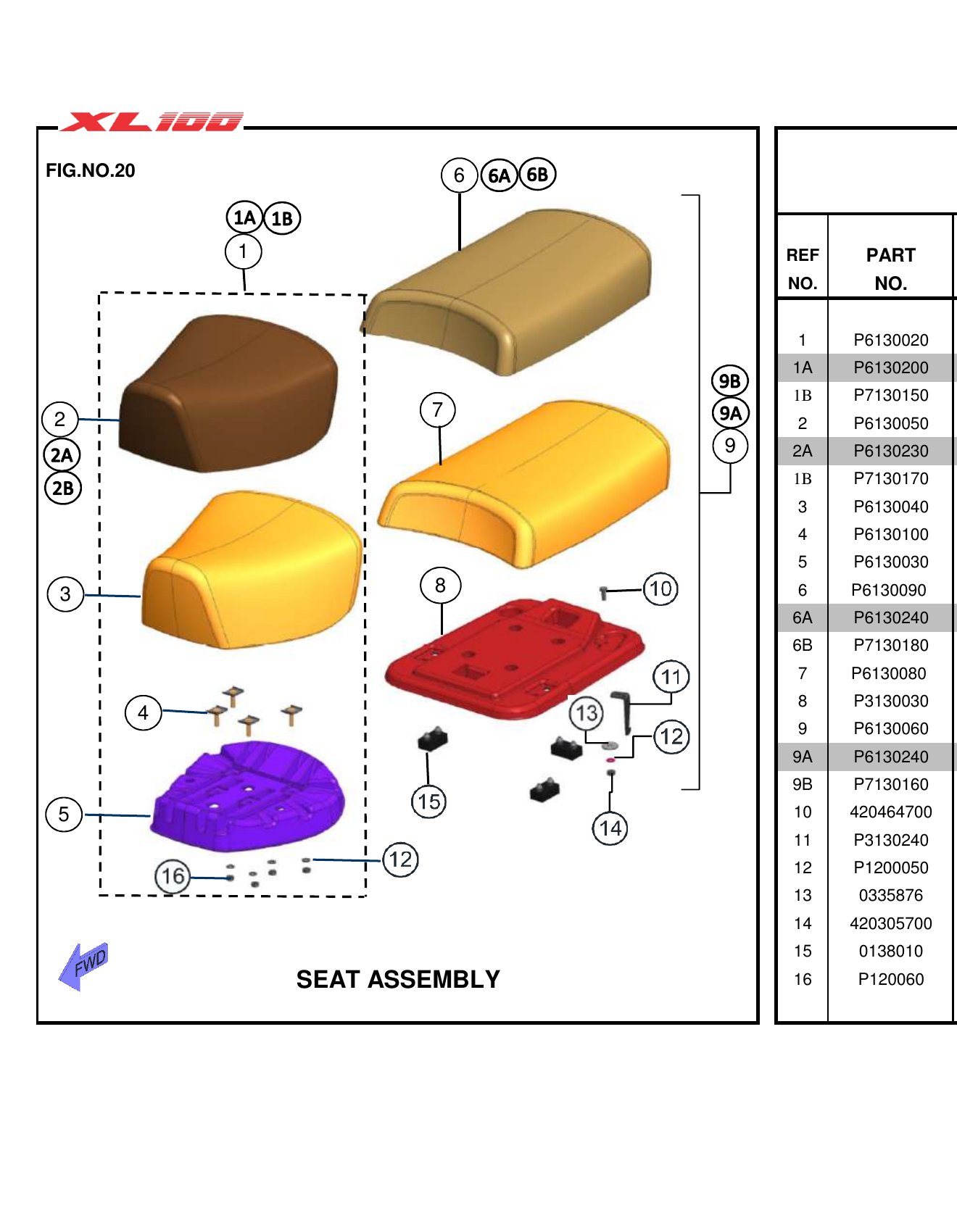 FIG.20 SEAT ASSEMBLY