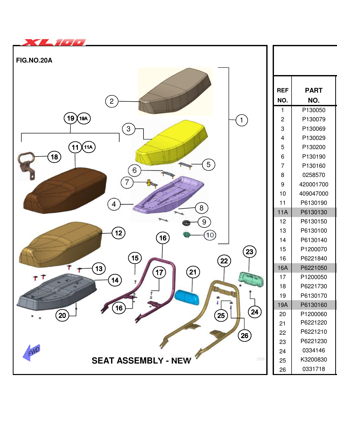 FIG.20A SEAT ASSEMBLY - NEW