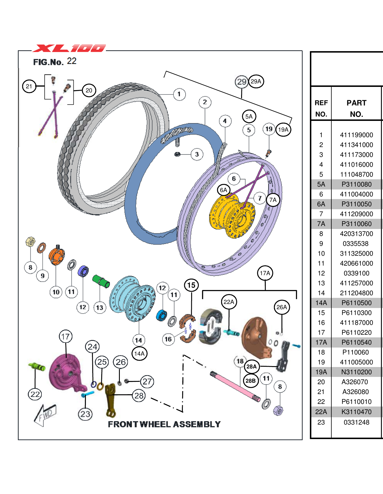 FIG.22 FRONT WHEEL ASSY.