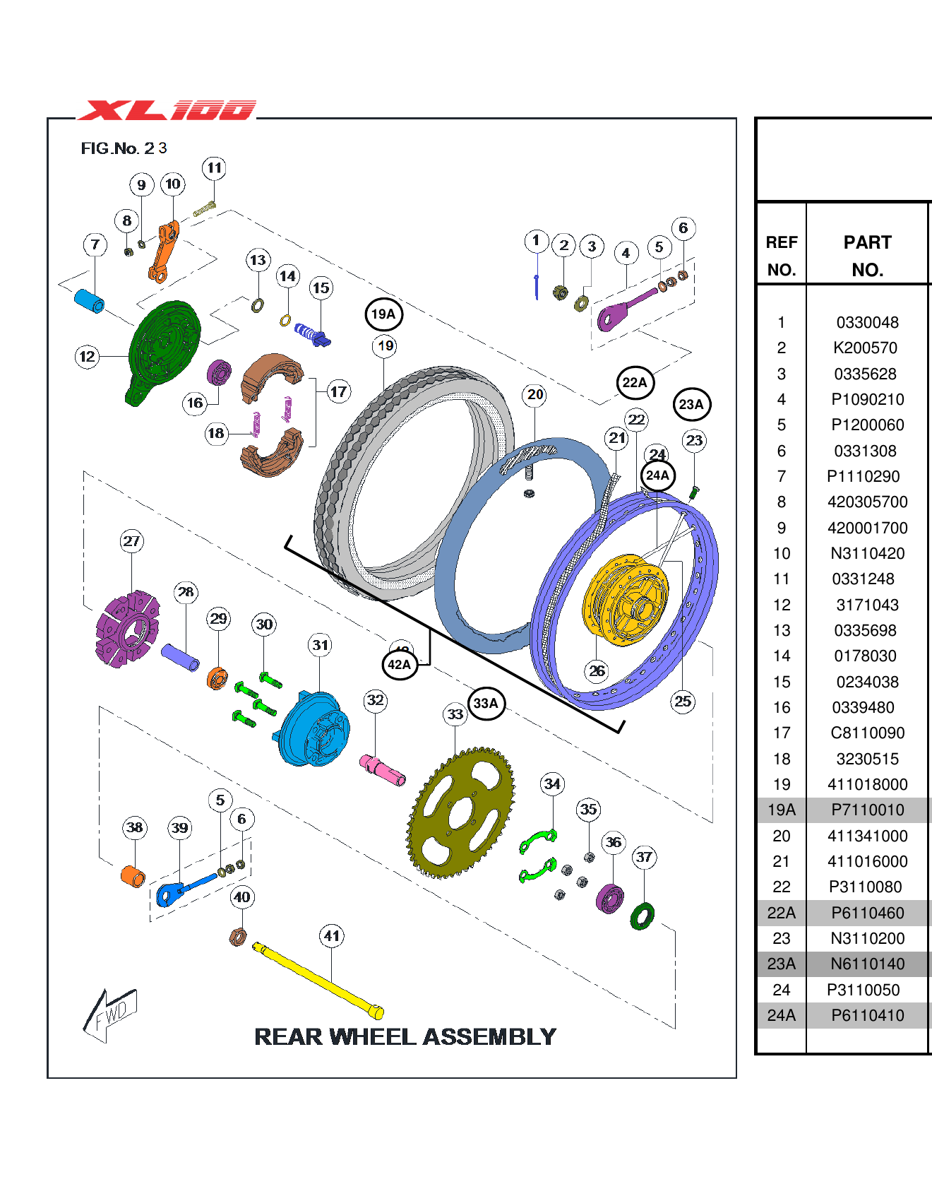 FIG.23 REAR WHEEL ASSY.