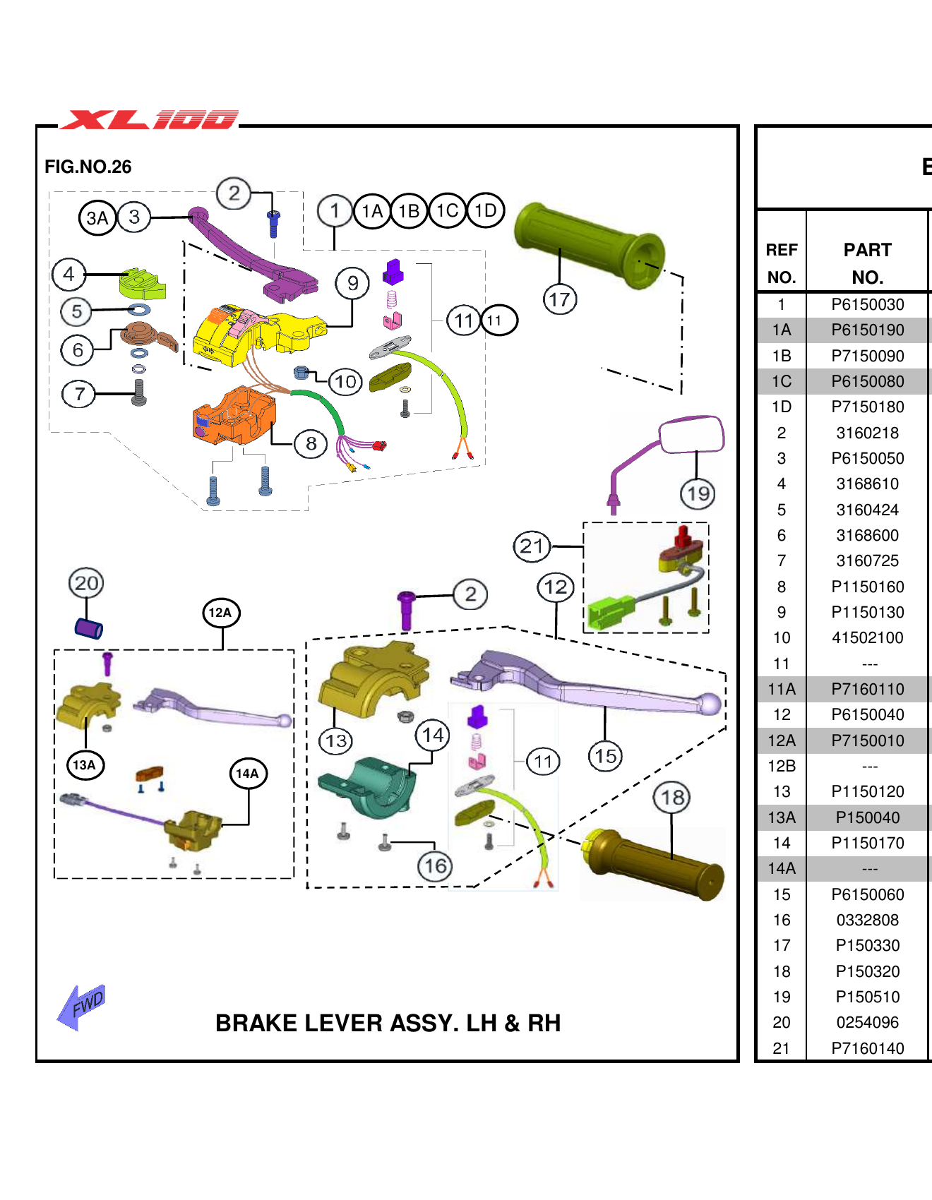 FIG.26 BRAKE LEVER ASSY. LH & RH