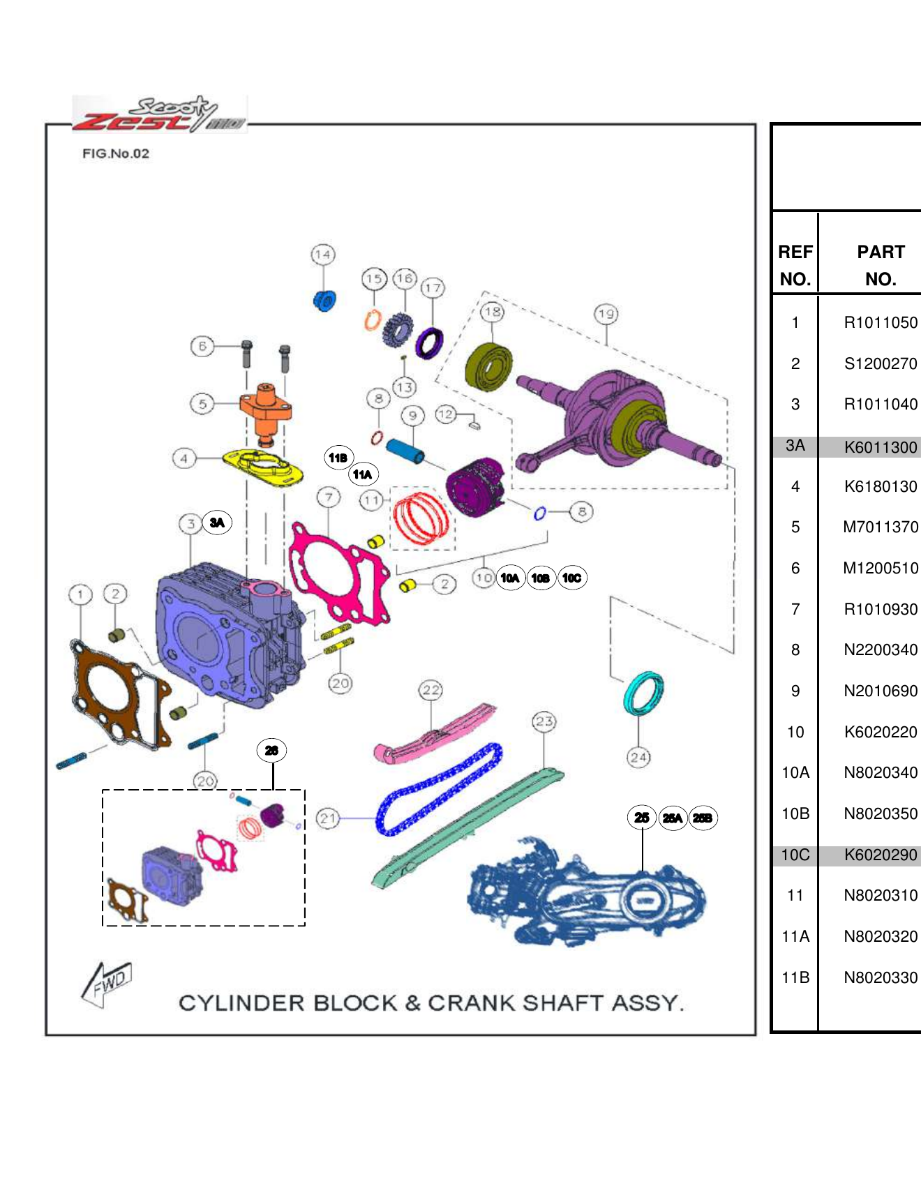 FIG.02 CYLINDER BLOCK&CRANK SHAFT ASSY.