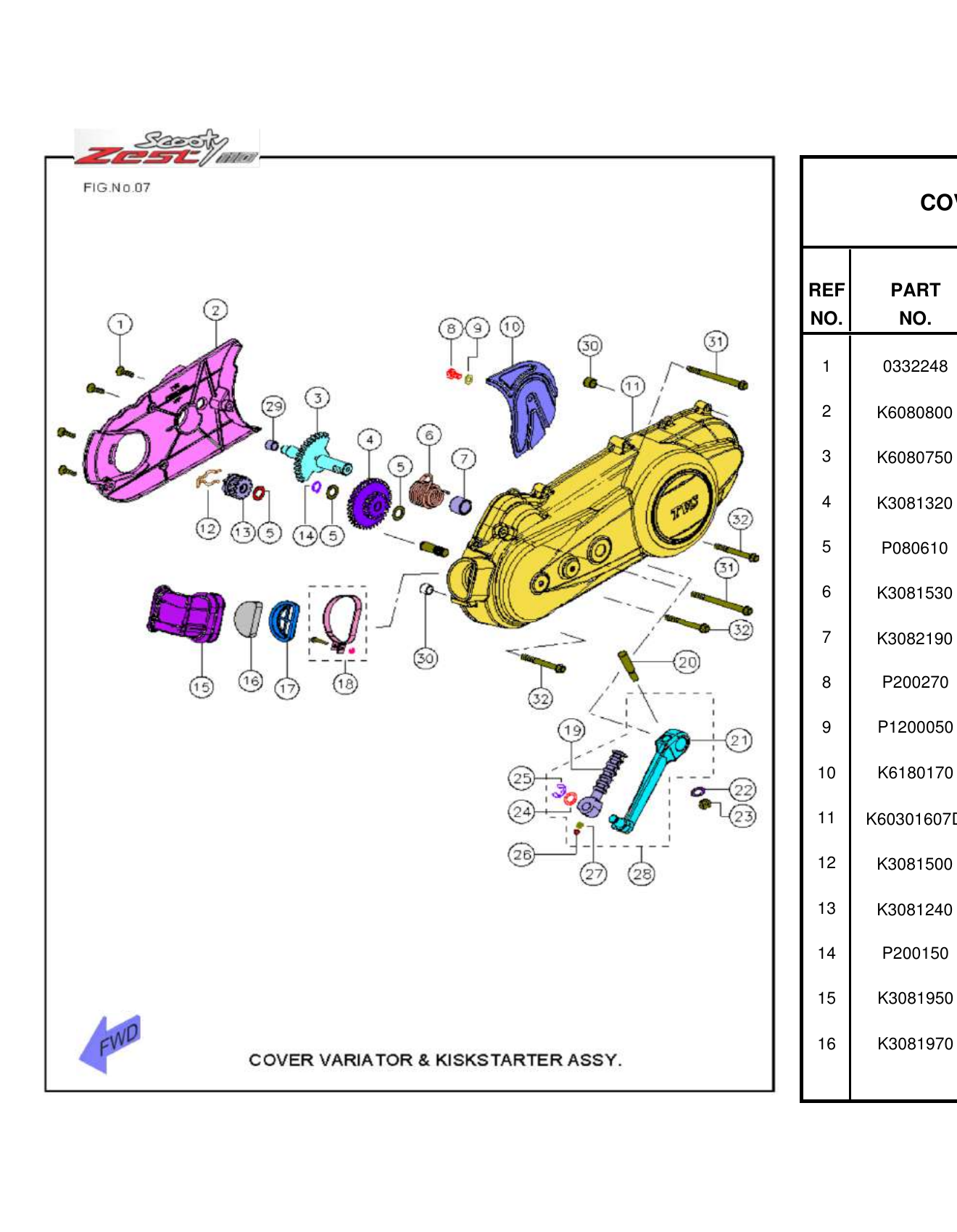 FIG.07 COVER VARIATOR & KICKSTARTER ASSY.