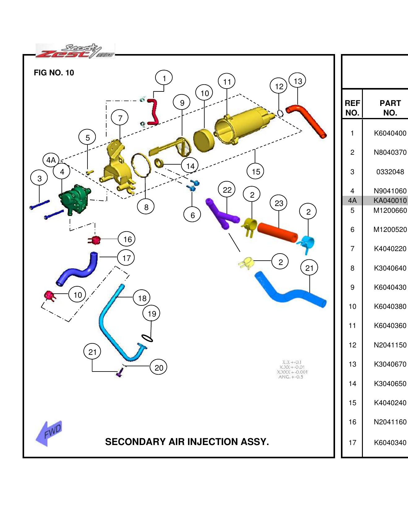 FIG.10 SECONDARY AIR INJECTION ASSY.