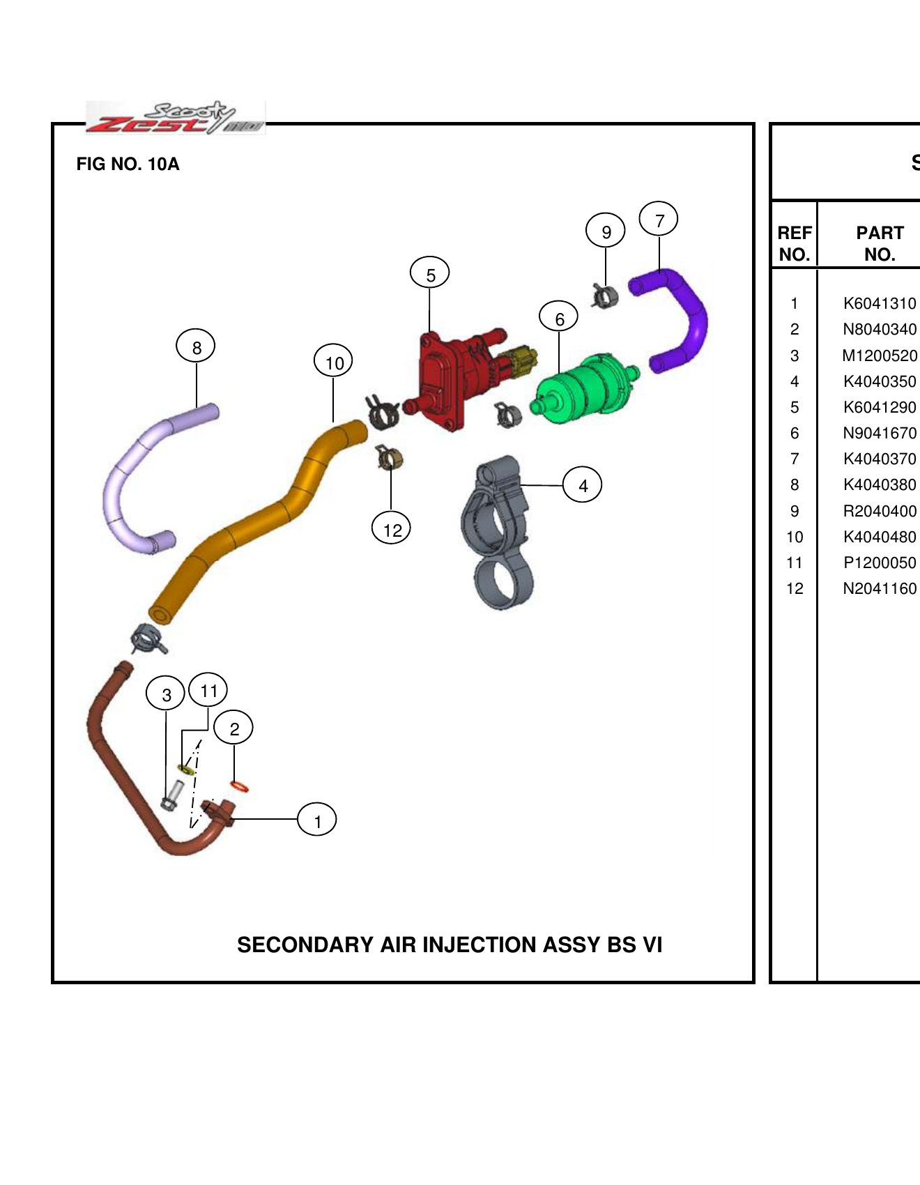 FIG.10A SECONDARY AIR INJECTION ASSY. BSVI