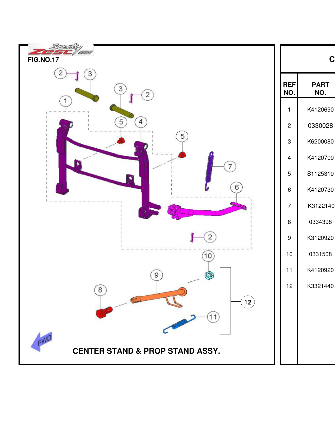 FIG.17 CENTER STAND & PROP STAND ASSY.