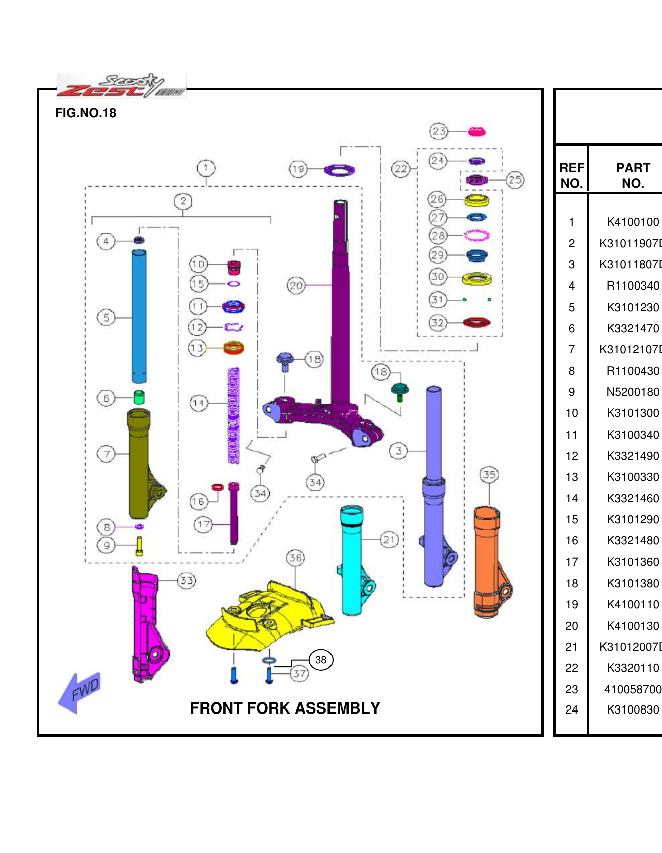 FIG.18 FRONT FORK ASSEMBLY