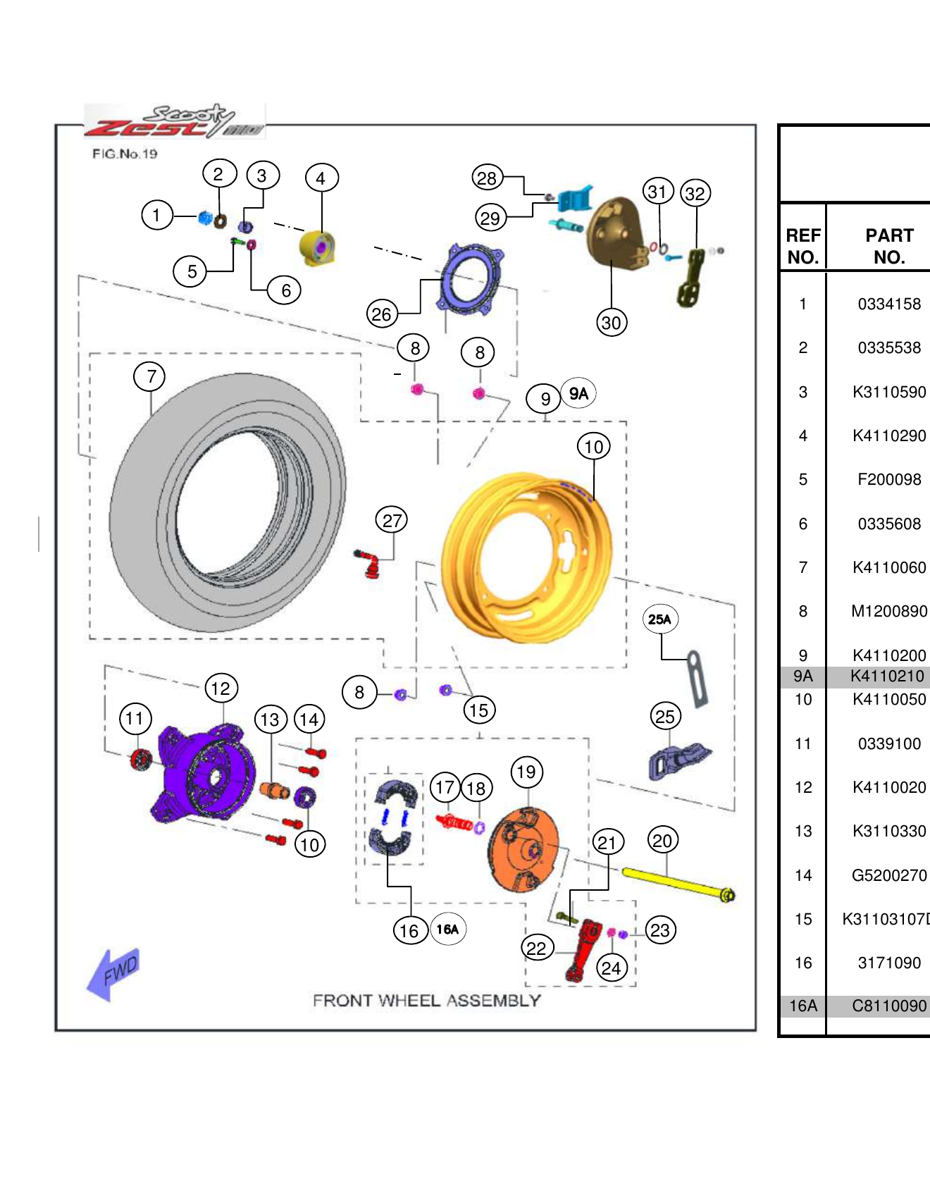 FIG.19 FRONT WHEEL ASSEMBLY