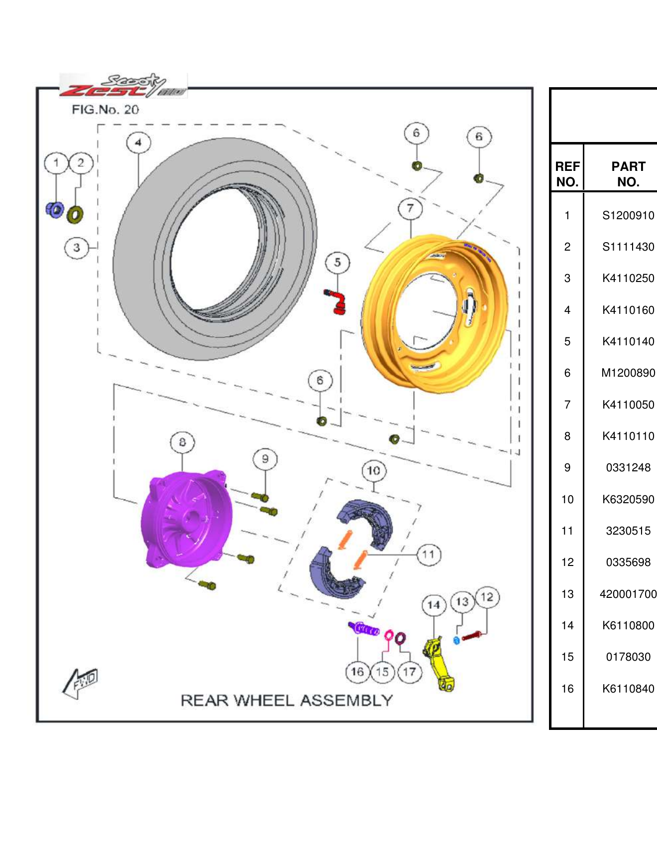 FIG.20 REAR WHEEL ASSEMBLY