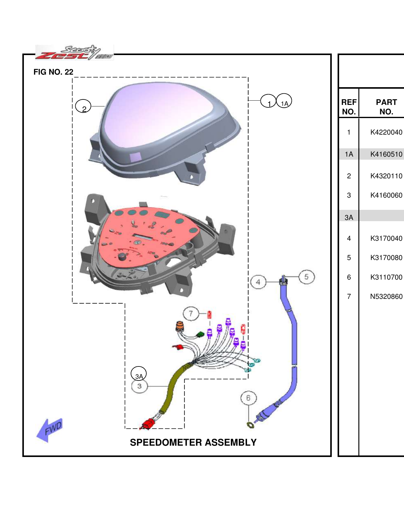 FIG.22 SPEEDOMETER ASSEMBLY