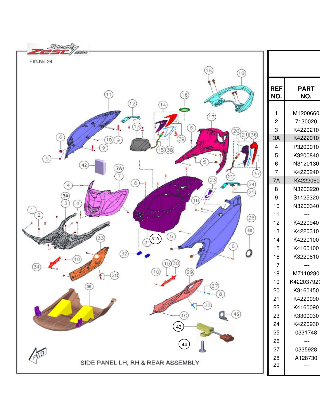 FIG.24 SIDE PANEL LH, RH & REAR ASSY.